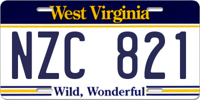 WV license plate NZC821