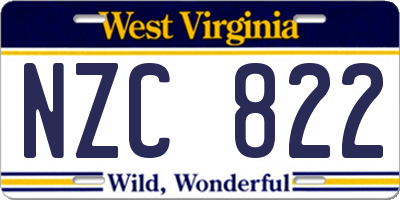 WV license plate NZC822