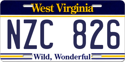 WV license plate NZC826