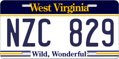 WV license plate NZC829