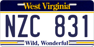 WV license plate NZC831