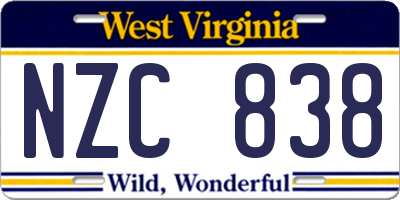 WV license plate NZC838
