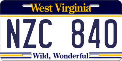 WV license plate NZC840