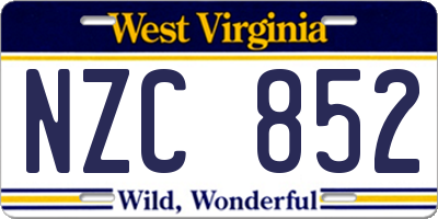WV license plate NZC852