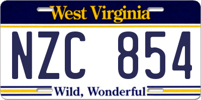 WV license plate NZC854