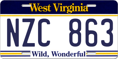 WV license plate NZC863