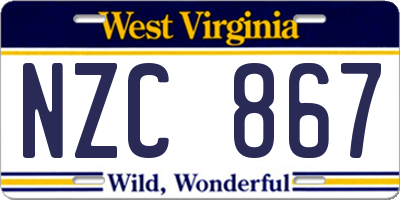 WV license plate NZC867