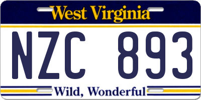 WV license plate NZC893