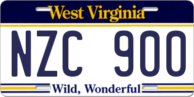 WV license plate NZC900