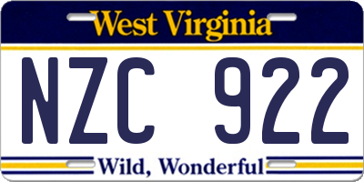 WV license plate NZC922