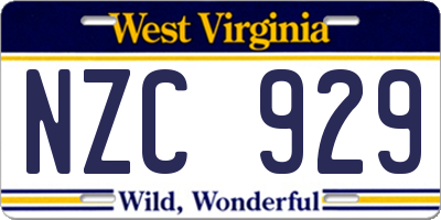 WV license plate NZC929