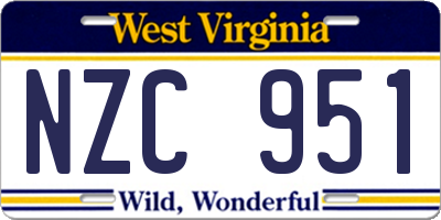 WV license plate NZC951