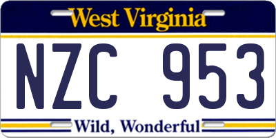 WV license plate NZC953
