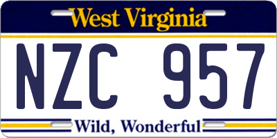 WV license plate NZC957
