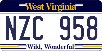 WV license plate NZC958