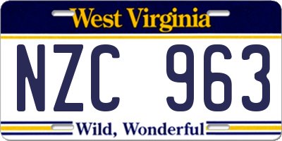 WV license plate NZC963