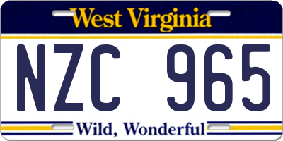 WV license plate NZC965