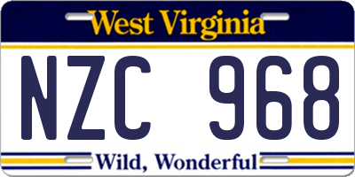 WV license plate NZC968
