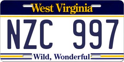 WV license plate NZC997