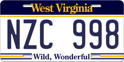 WV license plate NZC998