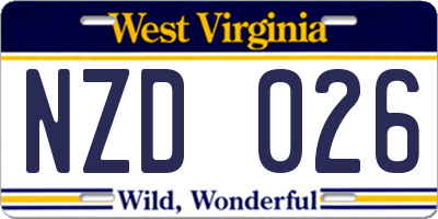 WV license plate NZD026