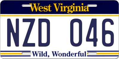 WV license plate NZD046