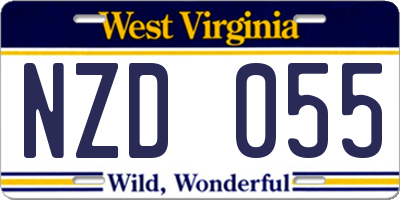 WV license plate NZD055