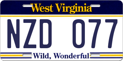 WV license plate NZD077