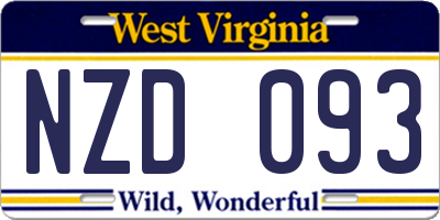 WV license plate NZD093