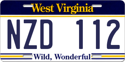 WV license plate NZD112