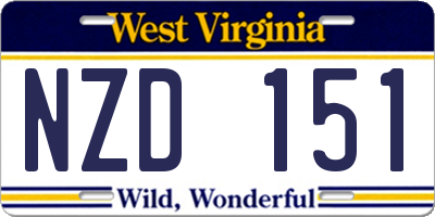 WV license plate NZD151