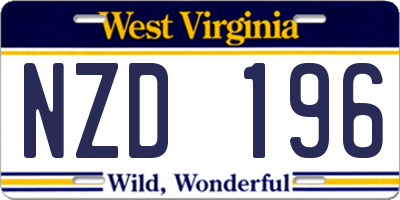 WV license plate NZD196