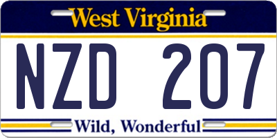 WV license plate NZD207