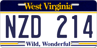WV license plate NZD214