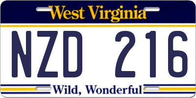 WV license plate NZD216