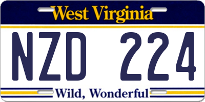 WV license plate NZD224