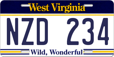 WV license plate NZD234