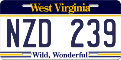 WV license plate NZD239