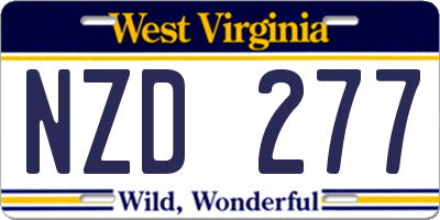 WV license plate NZD277