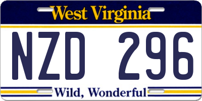 WV license plate NZD296