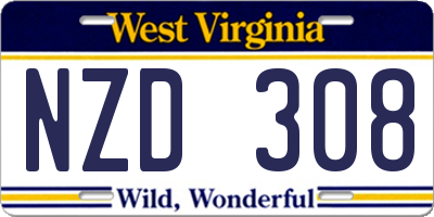 WV license plate NZD308