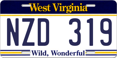 WV license plate NZD319