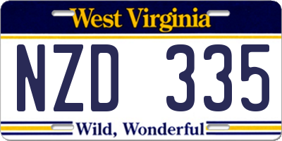 WV license plate NZD335