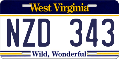WV license plate NZD343