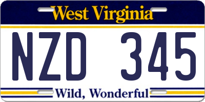 WV license plate NZD345