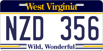WV license plate NZD356
