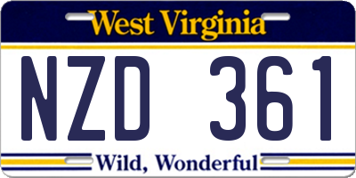 WV license plate NZD361