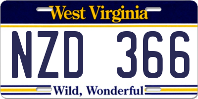 WV license plate NZD366