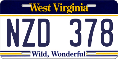 WV license plate NZD378
