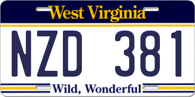 WV license plate NZD381